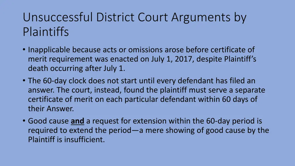 unsuccessful district court arguments