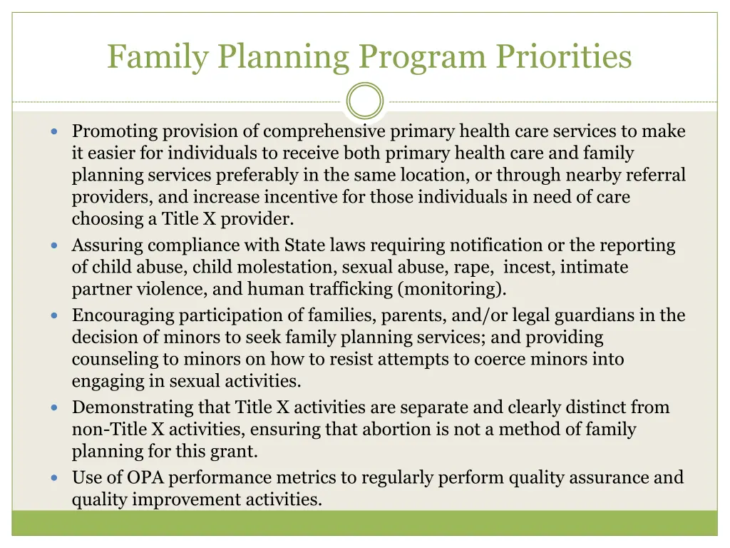 family planning program priorities 1