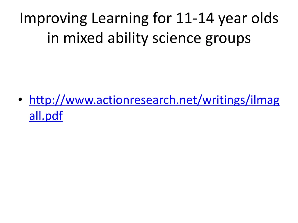 improving learning for 11 14 year olds in mixed