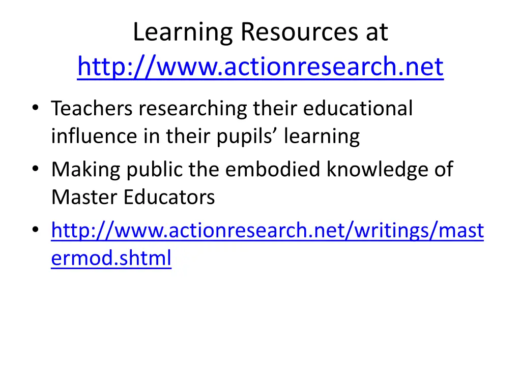 learning resources at http www actionresearch net