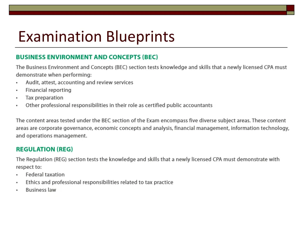 examination blueprints 3