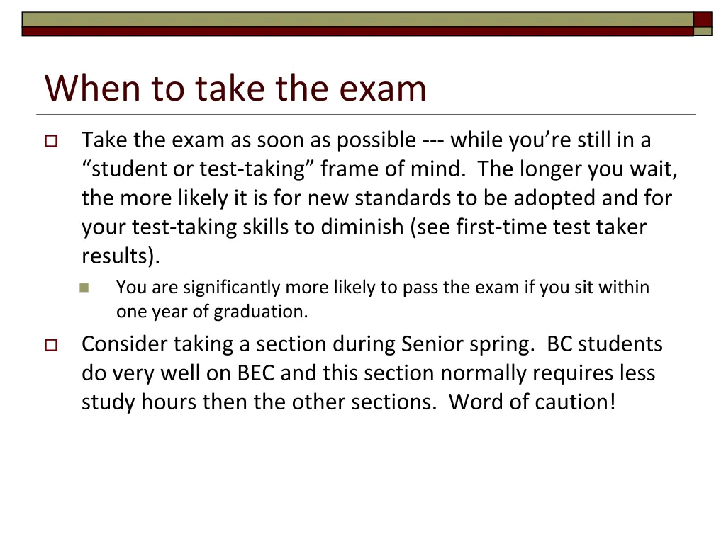 when to take the exam