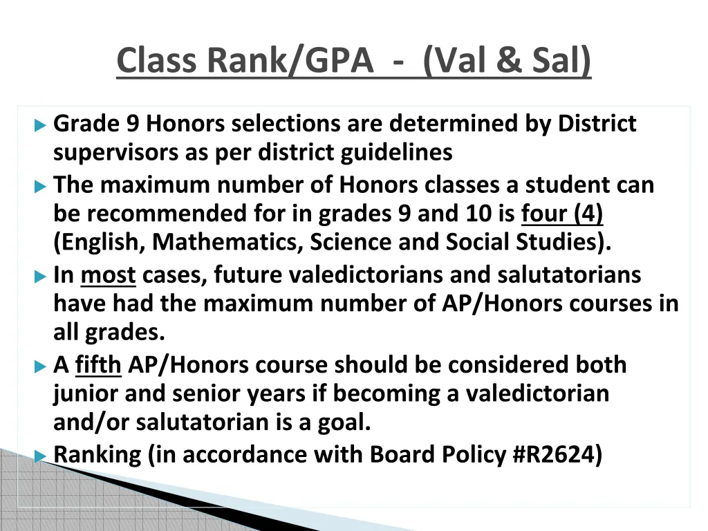 class rank gpa val sal