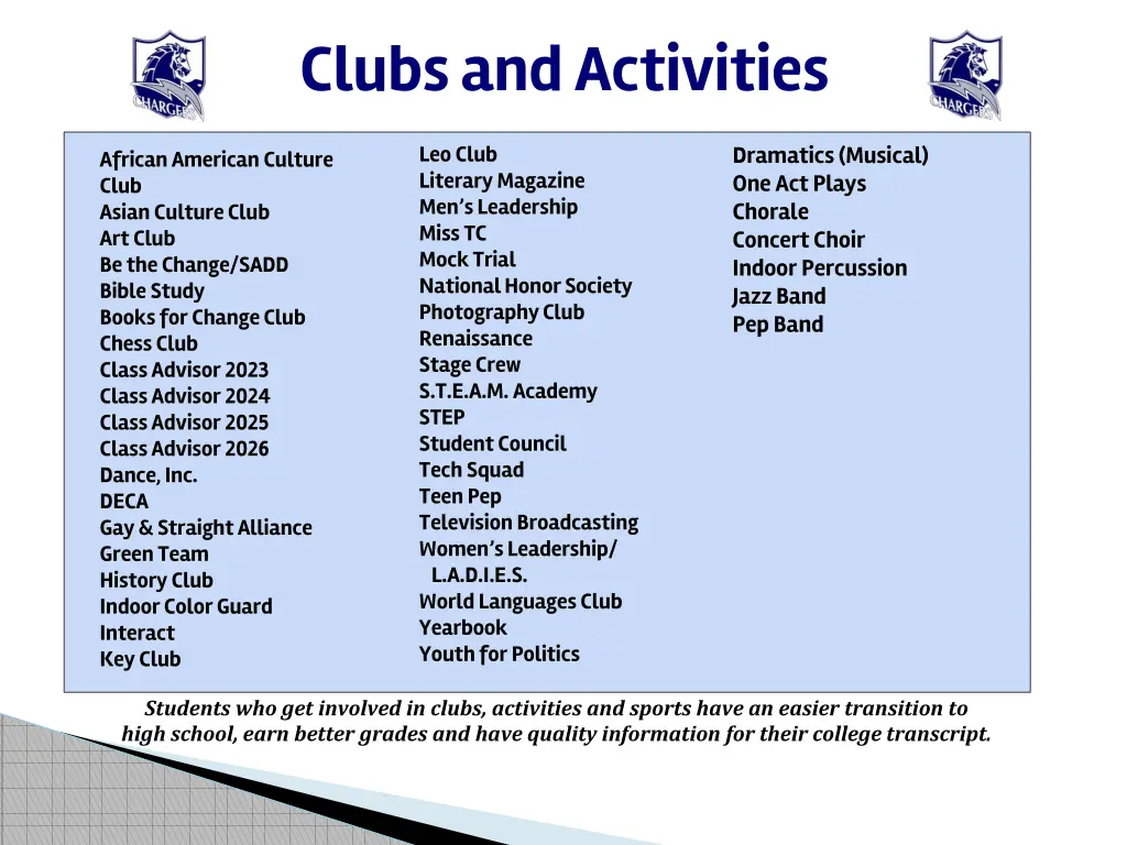 clubs and activities