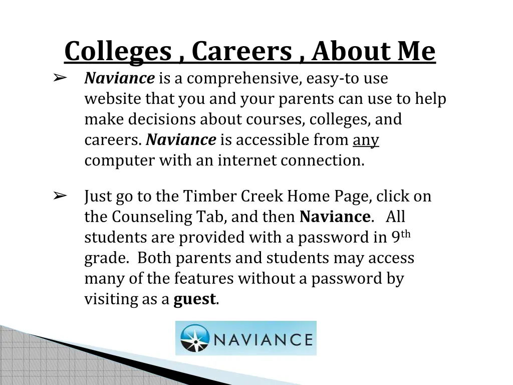 colleges careers about me naviance