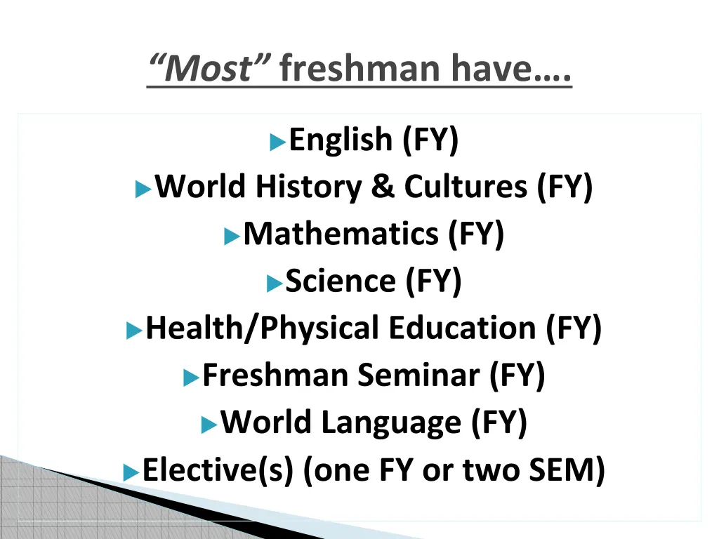 most freshman have