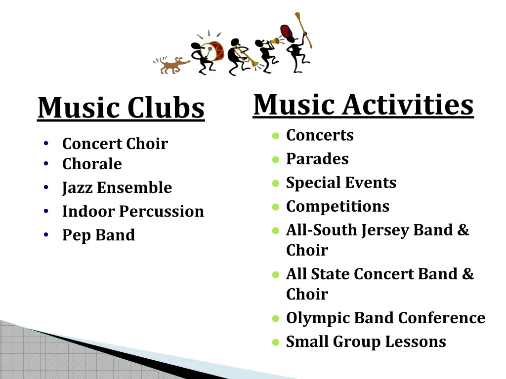 music activities concerts parades special events