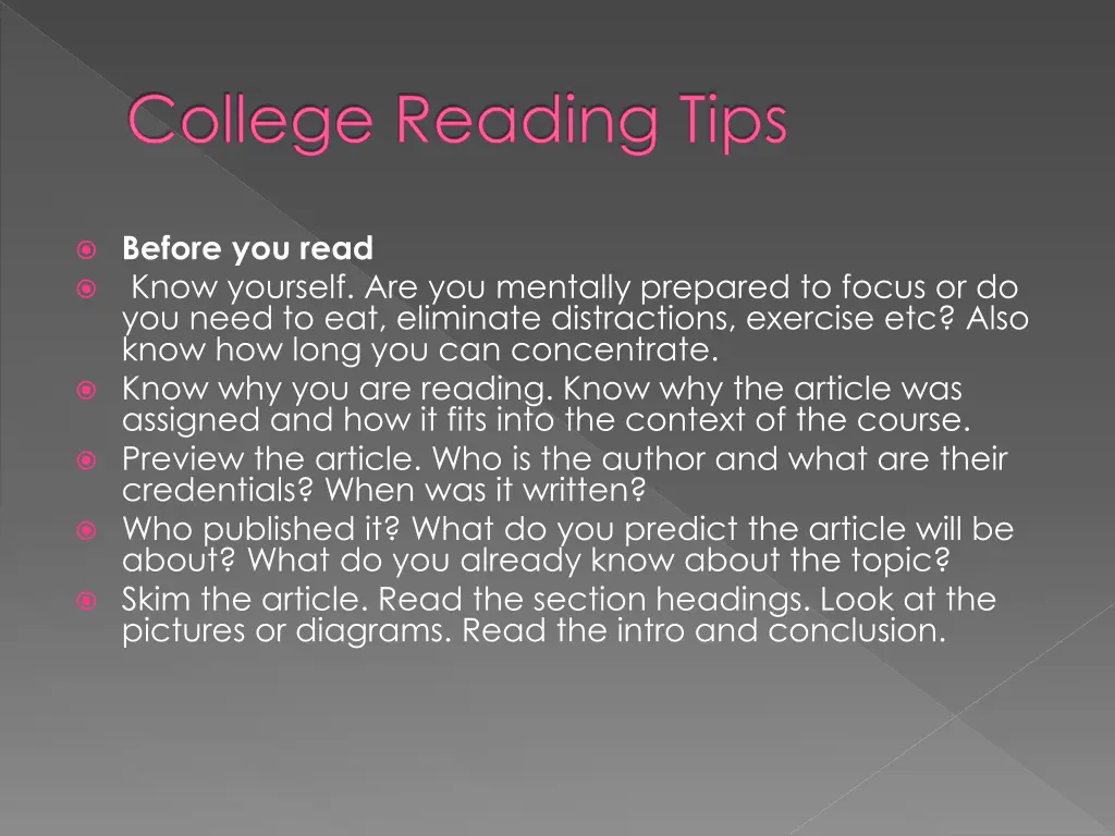 college reading tips