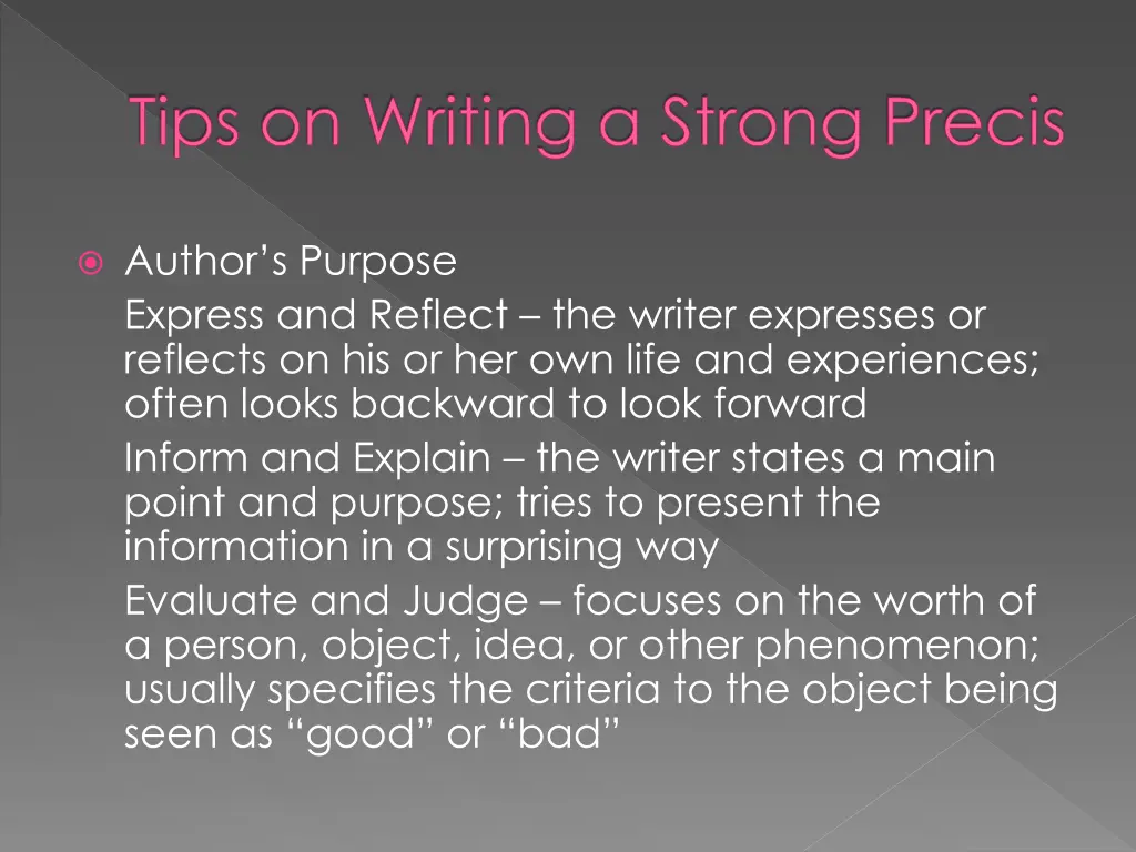 tips on writing a strong precis 1