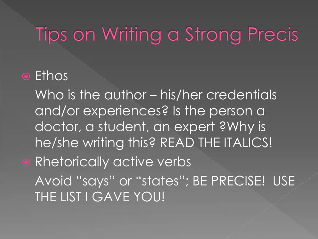 tips on writing a strong precis