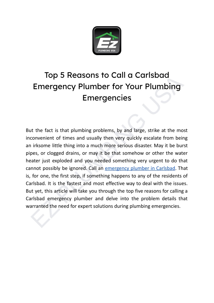 top 5 reasons to call a carlsbad emergency