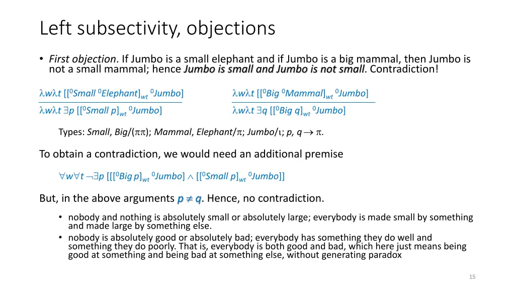 left subsectivity objections