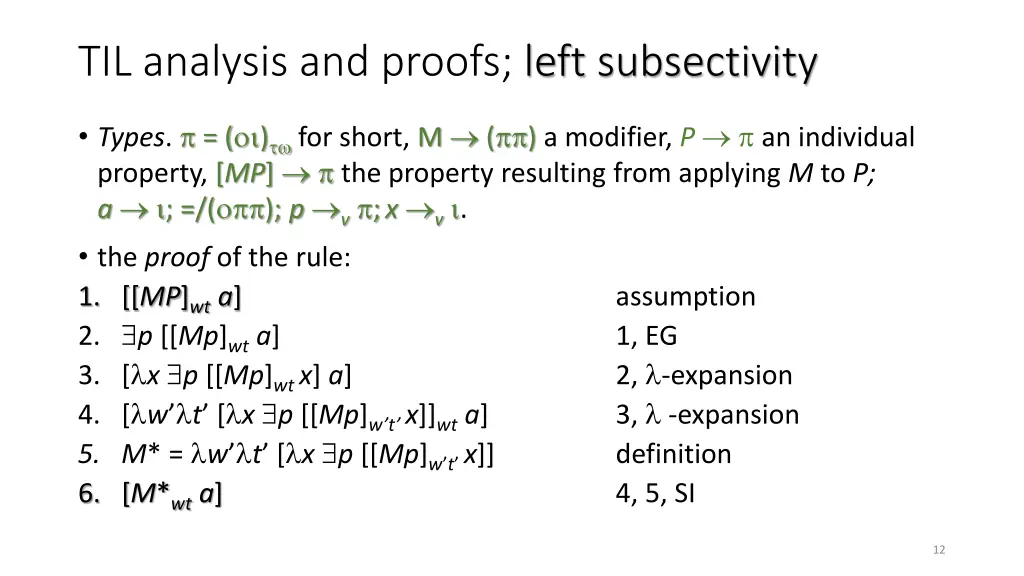 til analysis and proofs left subsectivity 1