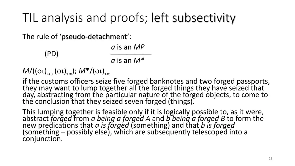 til analysis and proofs left subsectivity