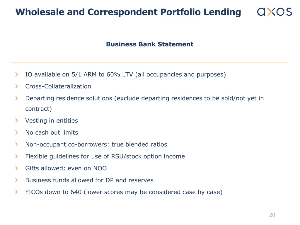 wholesale and correspondent portfolio lending 16