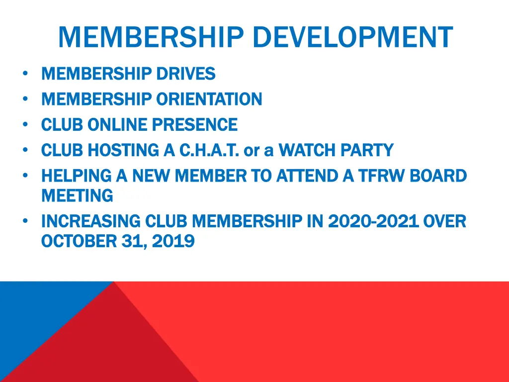 membership development membership drives