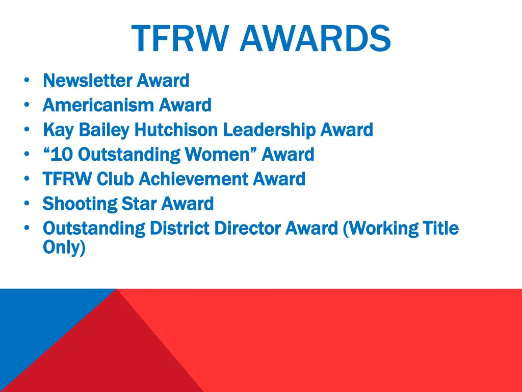 tfrw awards newsletter award newsletter award