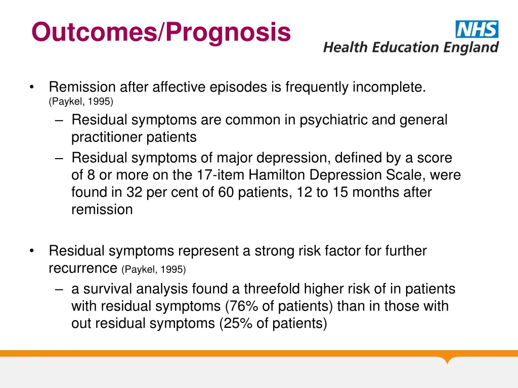 outcomes prognosis