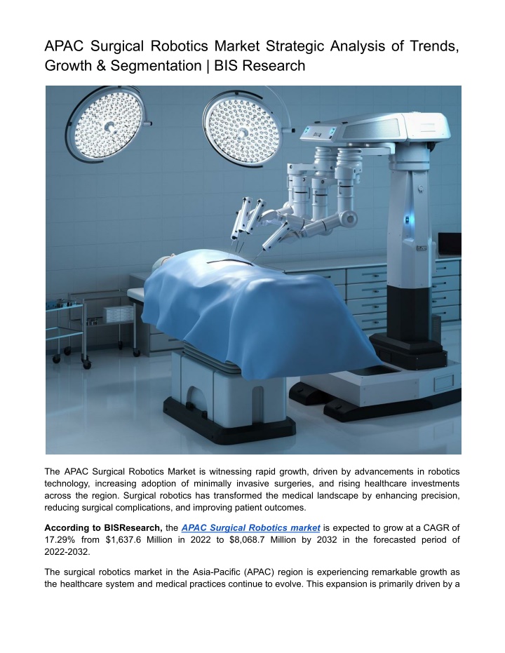 apac surgical robotics market strategic analysis