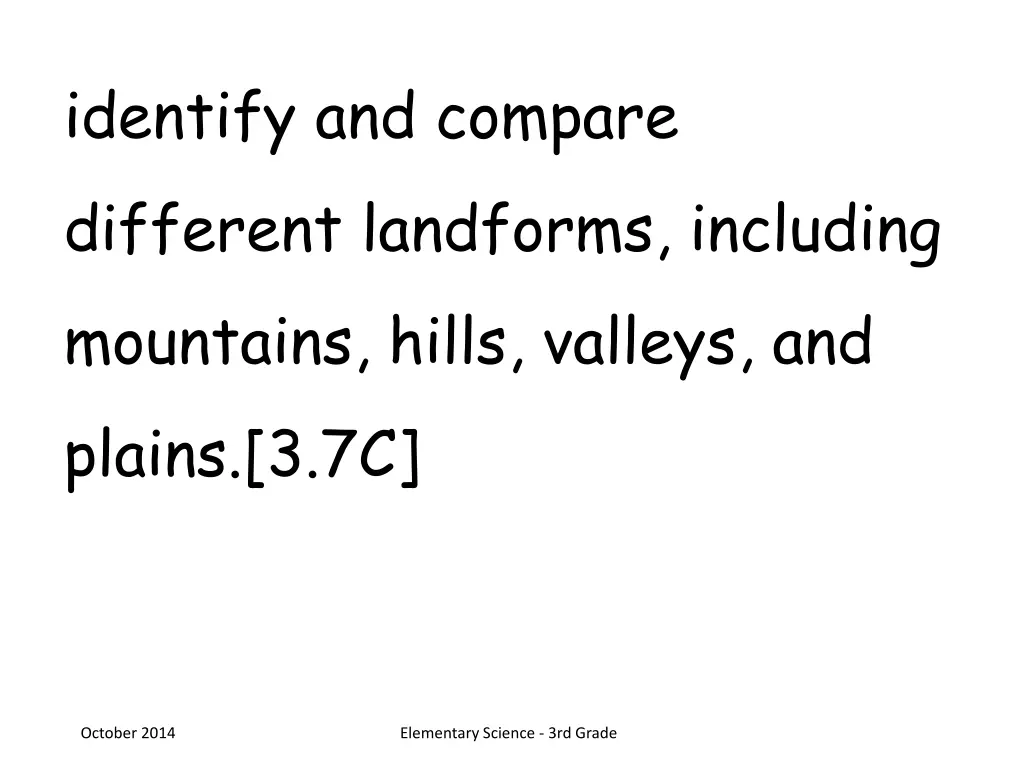 identify and compare different landforms