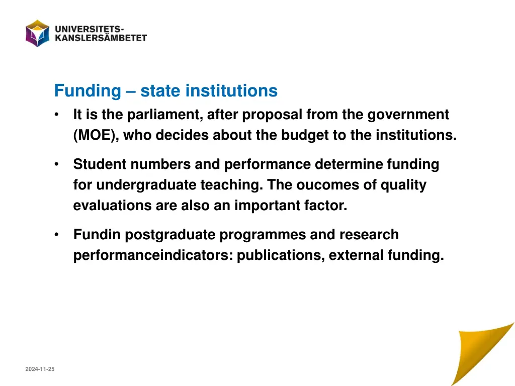 funding state institutions it is the parliament