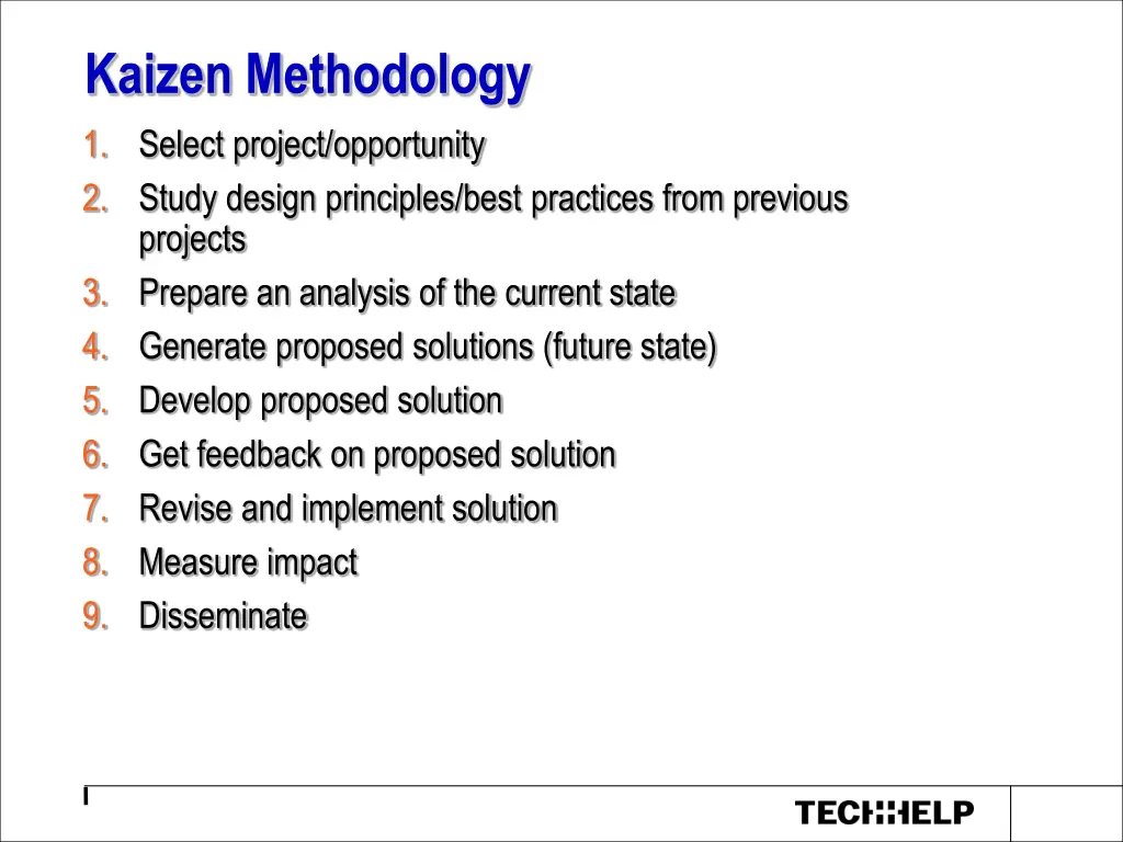 kaizen methodology 1 select project opportunity