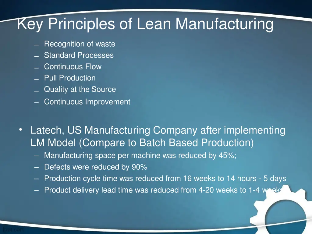 key principles of lean manufacturing