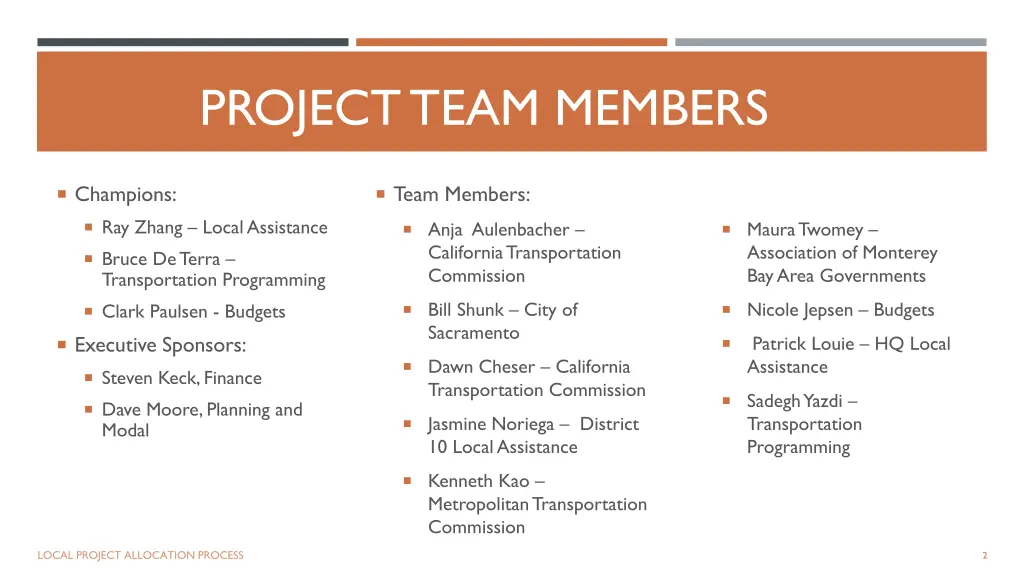 project team members