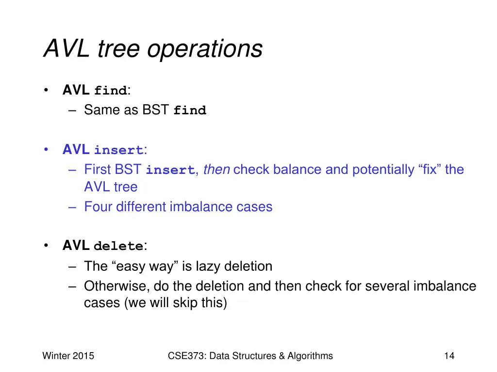 avl tree operations