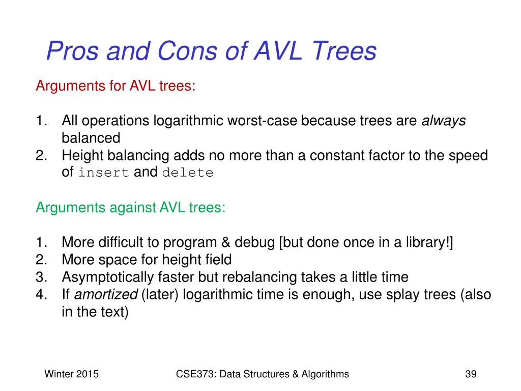 pros and cons of avl trees