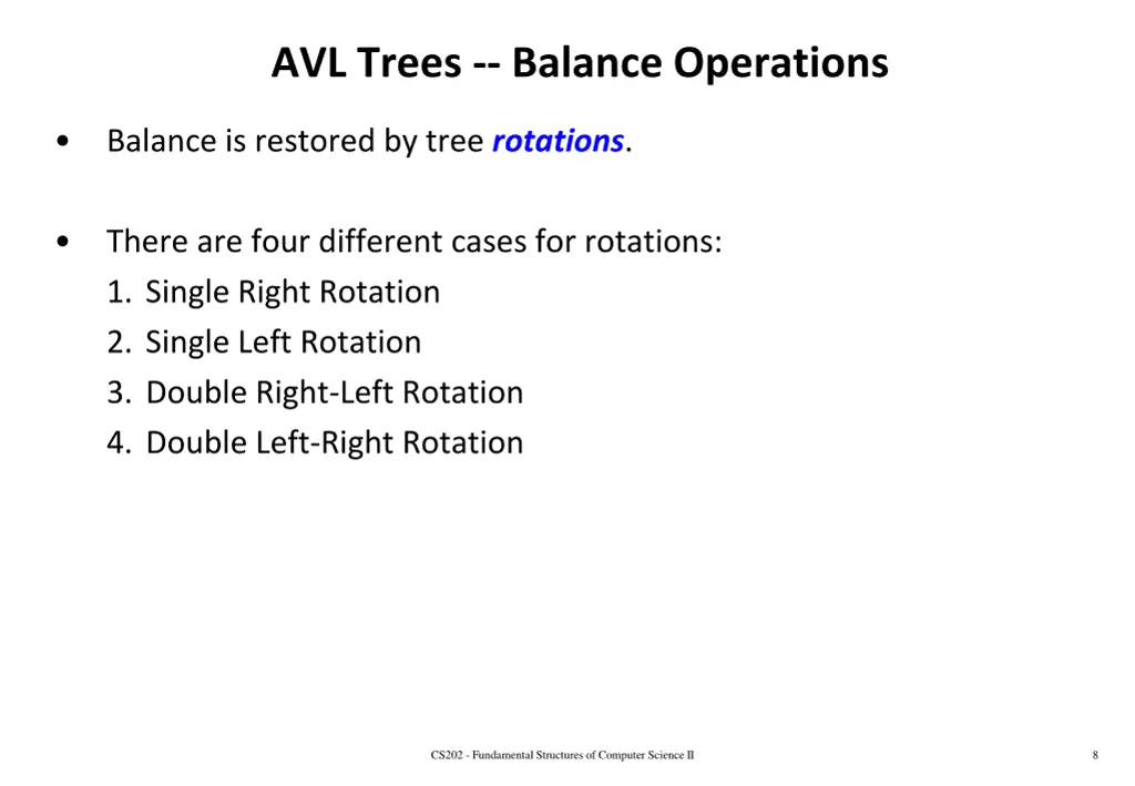 avl trees balance operations