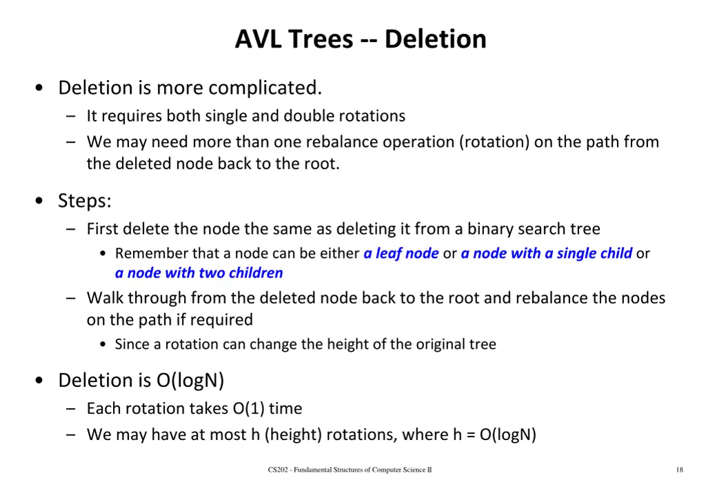 avl trees deletion