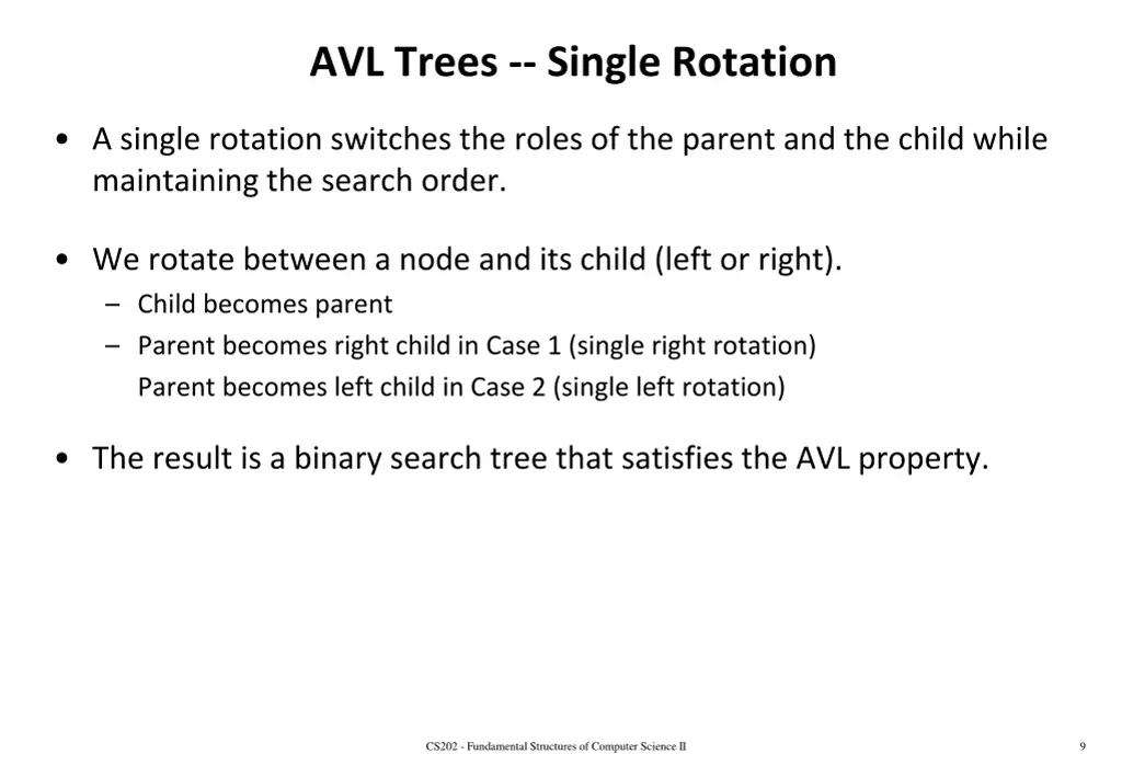 avl trees single rotation