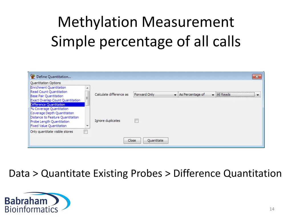 methylation measurement simple percentage