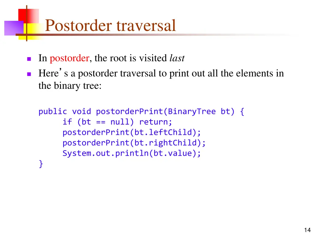 postorder traversal