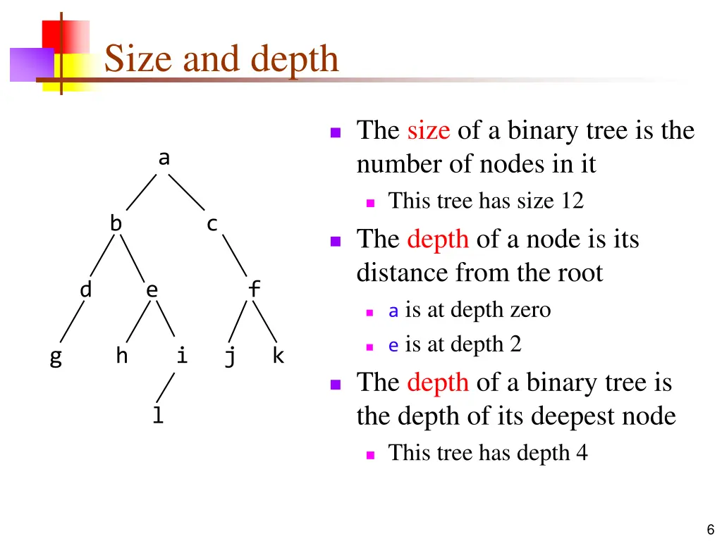 size and depth