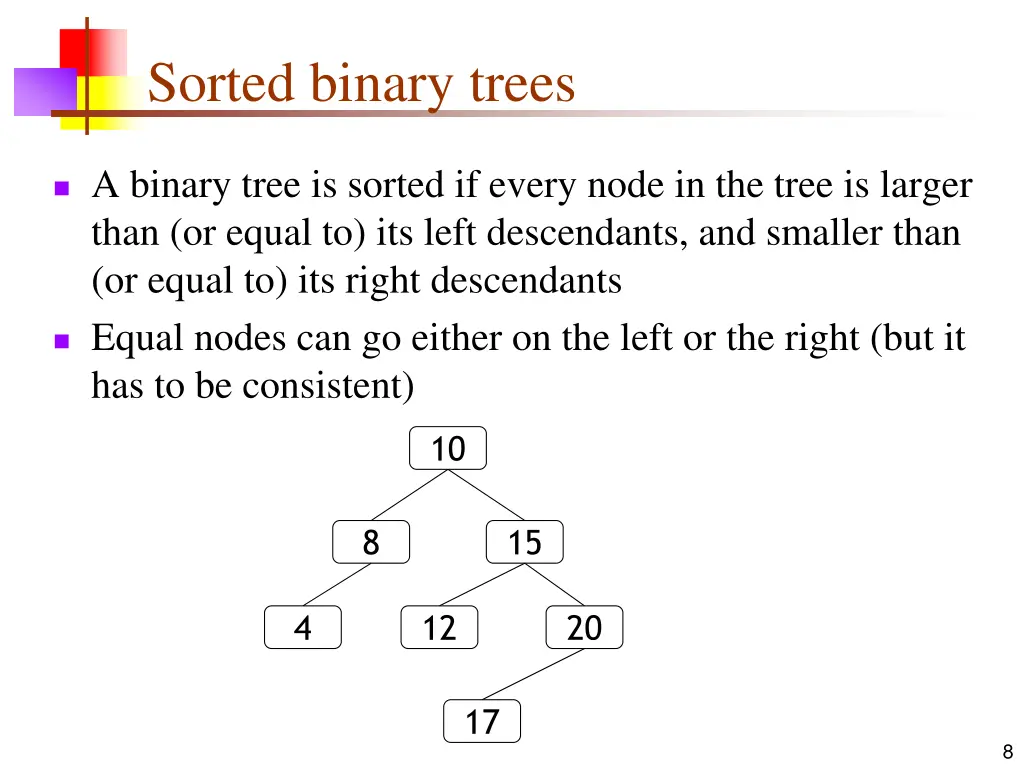 sorted binary trees