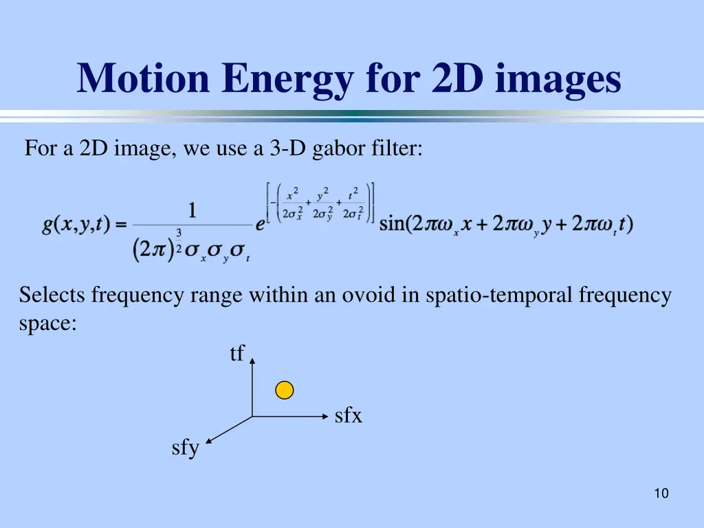 motion energy for 2d images