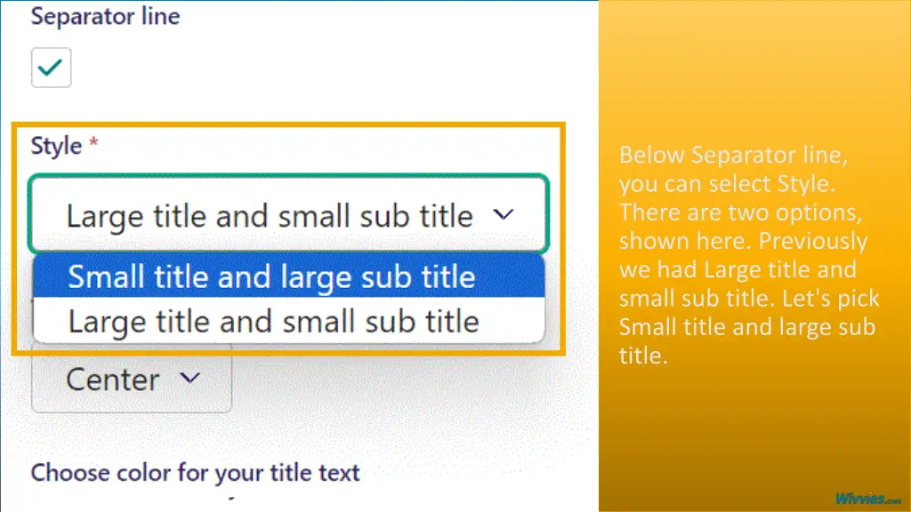 below separator line you can select style there