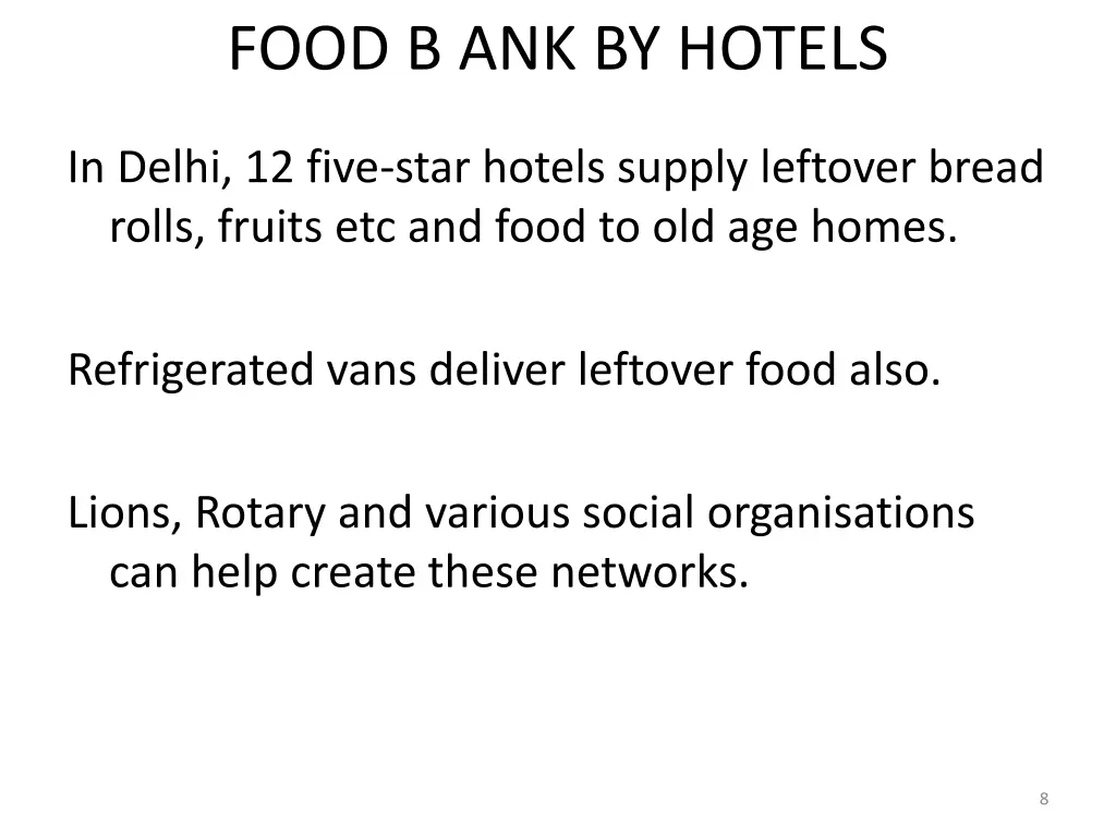 food b ank by hotels