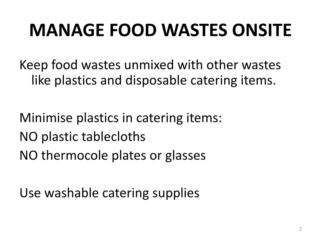 manage food wastes onsite