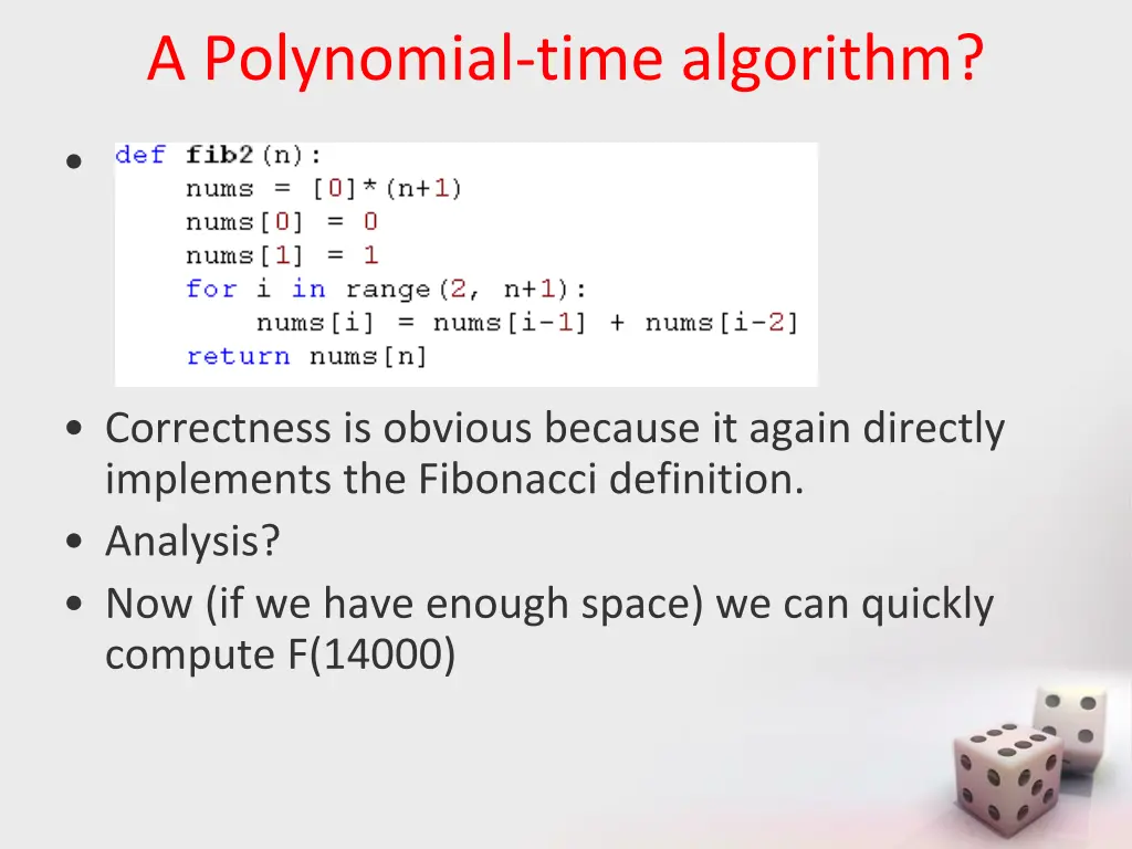 a polynomial time algorithm