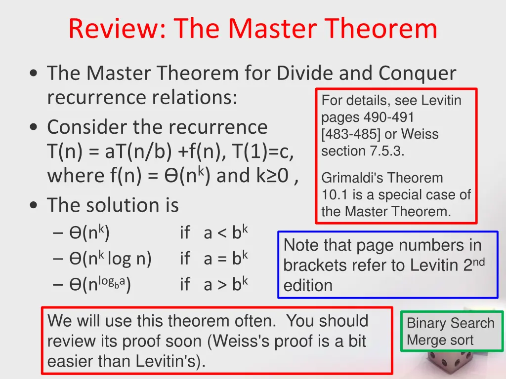 review the master theorem