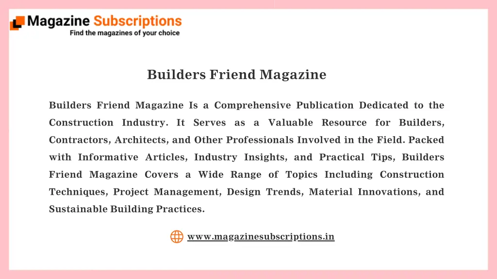 builders friend magazine