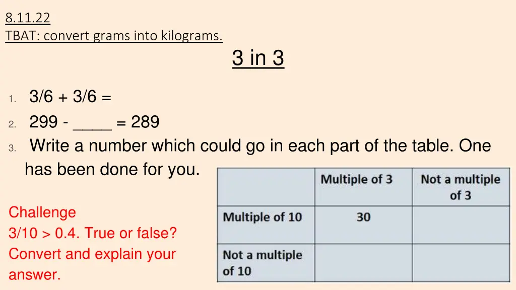 8 11 22 tbat convert grams into kilograms 1