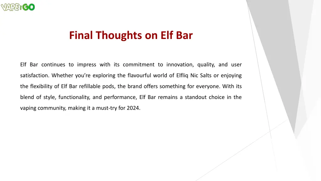 final thoughts on elf bar