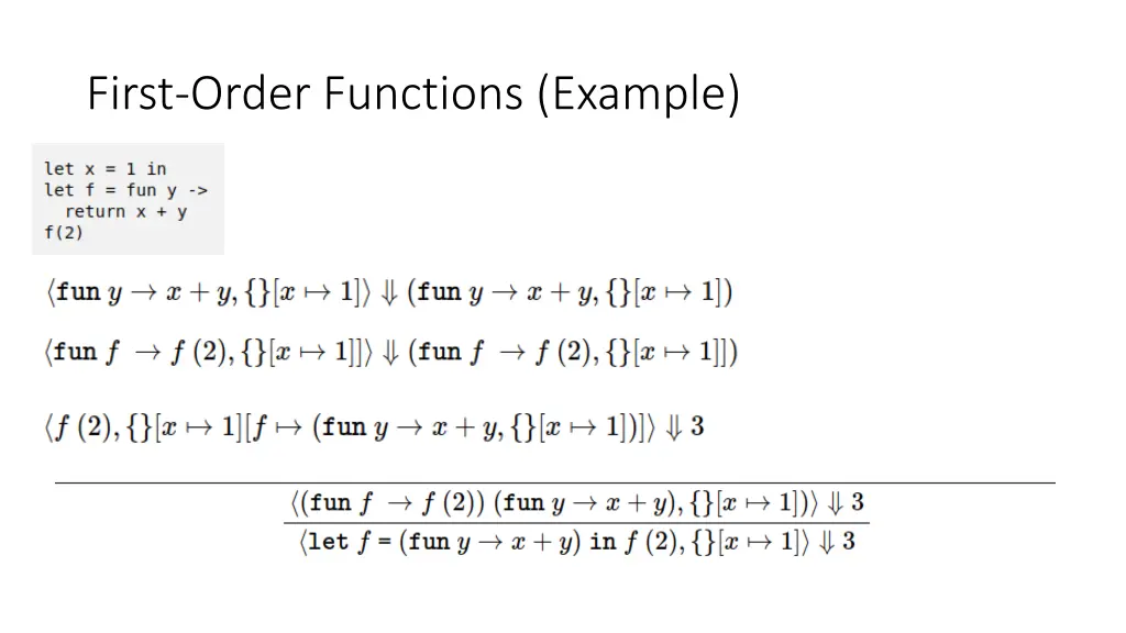 first order functions example 1