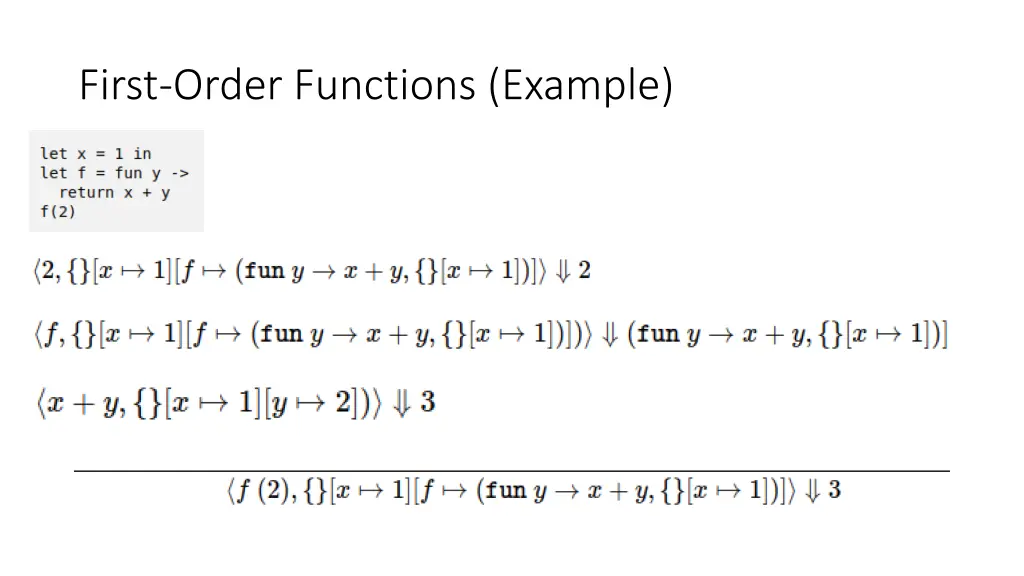 first order functions example 2