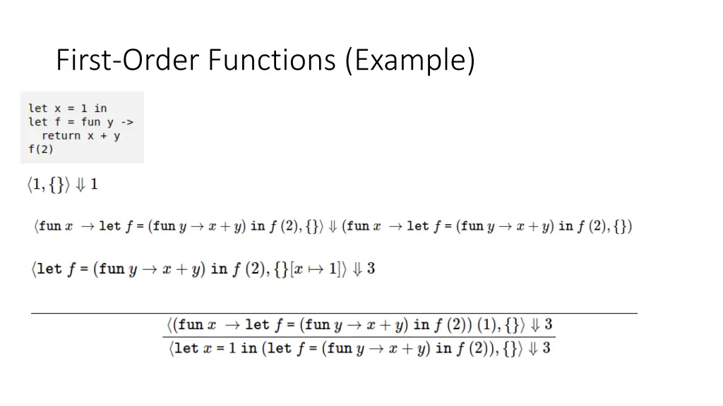 first order functions example