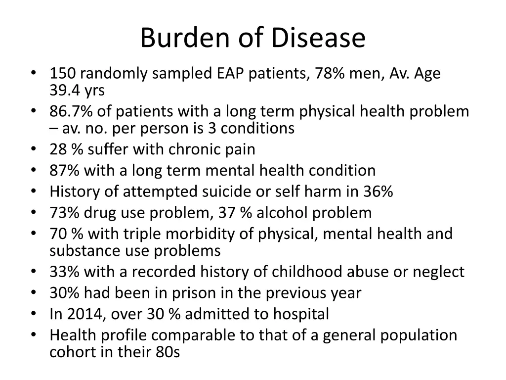 burden of disease 150 randomly sampled